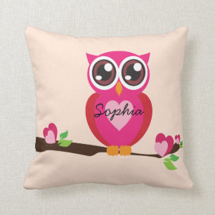 Cute Love Owl met Custom Name Kussen