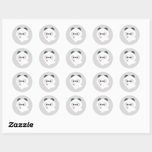Cute Love Panda Ronde Sticker (Vel)