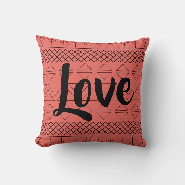 Cute Love Pattern Coral Kussen (Voorkant)