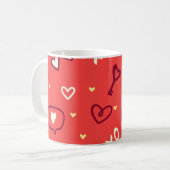 Cute Love Pattern with Hearts, XOXO, and Keys Koffiemok (Voorkant links)