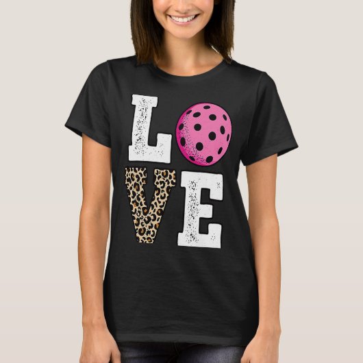 Cute Love Pickleball Player Leopard Print Pickle B T-shirt (Voorkant)