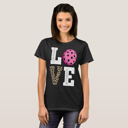 Cute Love Pickleball Player Leopard Print Pickle B T-shirt (Voorkant volledig)