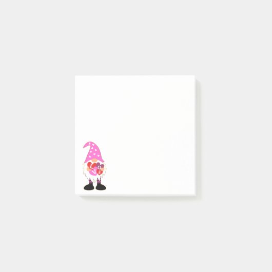 Cute LOVE Pink Heart Valentijn Gnome Post-it® Notes (Voorkant)