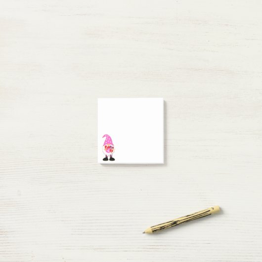 Cute LOVE Pink Heart Valentijn Gnome Post-it® Notes (Op bureau)