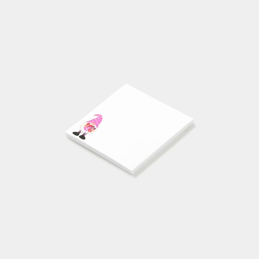 Cute LOVE Pink Heart Valentijn Gnome Post-it® Notes (Schuin)