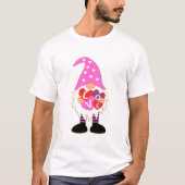 Cute LOVE Pink Heart Valentijn Gnome T-shirt (Voorkant)