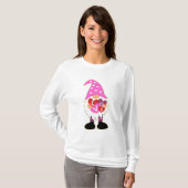 Cute LOVE Pink Heart Valentijn Gnome T-shirt (Voorkant volledig)