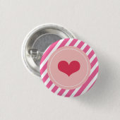 Cute Love Pink Stripes Valentijnsdag Buttonnen Ronde Button 3,2 Cm (Voorkant /achterkant)