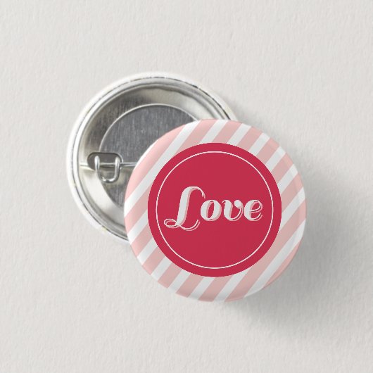 Cute Love Pink Stripes Valentijnsdag Buttonnen Ronde Button 3,2 Cm (Voorkant /achterkant)