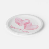 Cute Love Pink Waterverf Hearts Wedding Papieren Bordje (Gekanteld)