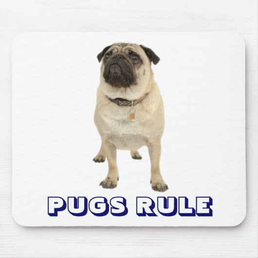 Cute Love Pugs Rule Puppy Dog Mousepad Muismat (Voorkant)