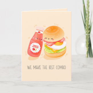 Cute Love pun wenskaart, hamburger, food Bedankkaart