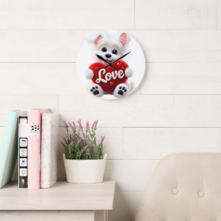 Cute Love Puppy Baby Desig Grote Klok