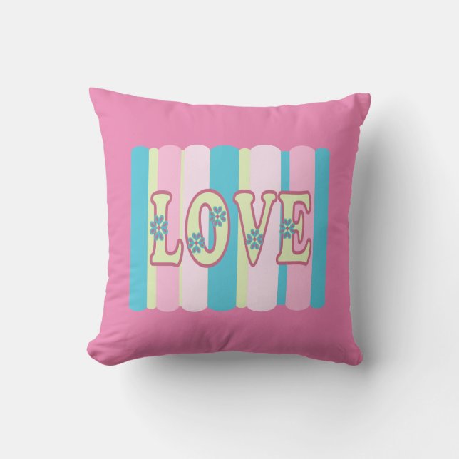 Cute Love Quote Feminine Pastel Pink Yellow Blue Kussen (Voorkant)