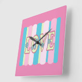 Cute Love Quote Feminine Pastel Pink Yellow Blue Vierkante Klok (Hoek)