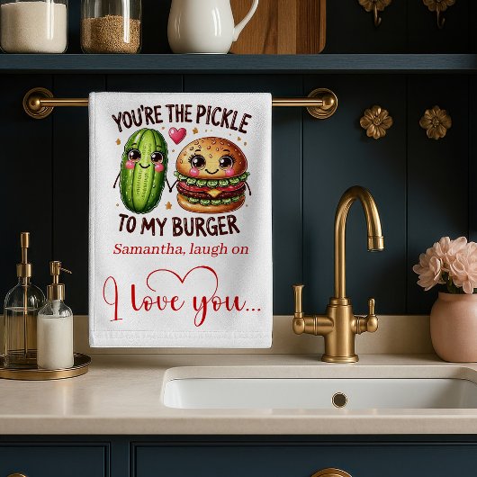 Cute Love Quote Food Kitchen Towel Personalized Theedoek