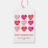 Cute Love Quotes on Hearts Happy Valentine Day Cadeaulabel (Voorkant)