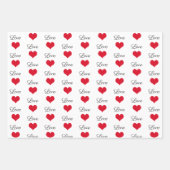 Cute Love Red en White Hearts Inpakpapier Vel (Voorkant)