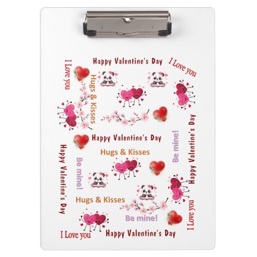 Cute Love Red Hearts Clipboard  Klembord (Voorkant)