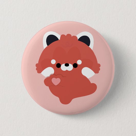 Cute Love Red Panda Ronde Button 5,7 Cm (Voorkant)