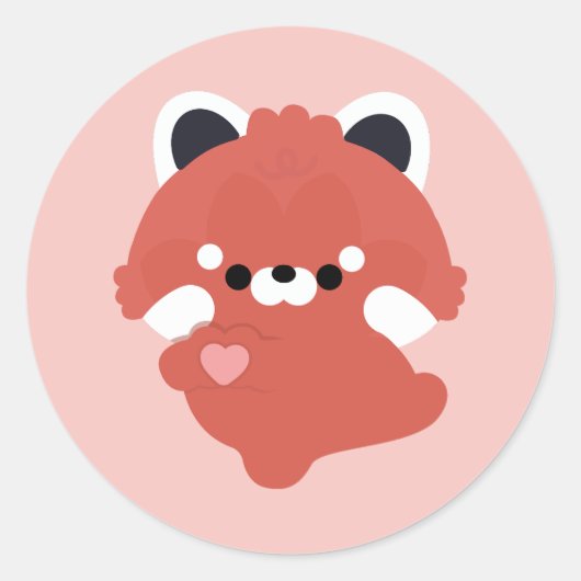 Cute Love Red Panda Ronde Sticker (Voorkant)