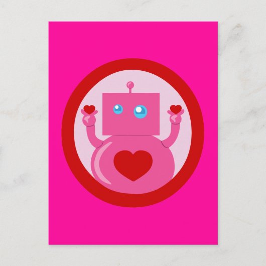 Cute Love Robot Briefkaart (Voorkant)