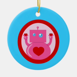 Cute Love Robot Keramisch Ornament