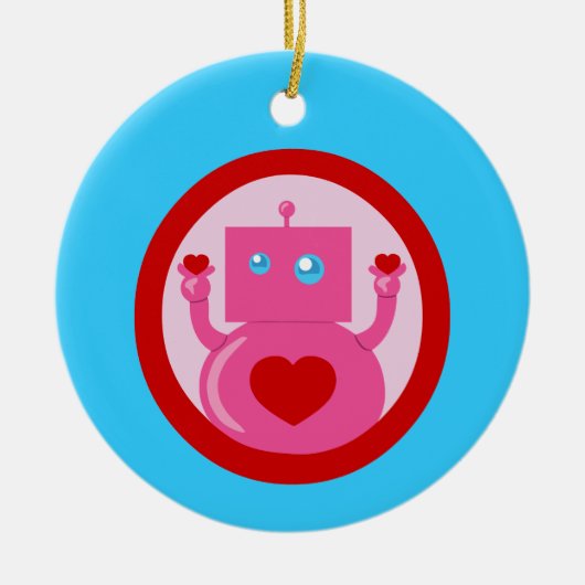 Cute Love Robot Keramisch Ornament (Voorkant)