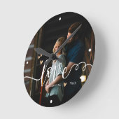 Cute LOVE Script Name Heart Photo Ronde Klok (Hoek)