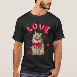 Cute Love Siberian Cat Valentijn Pet Cat Lover T-shirt