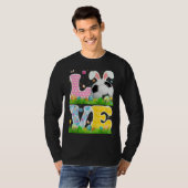 Cute Love Soccer Ball With Bunny Ears Easter Day B T-shirt (Voorkant volledig)