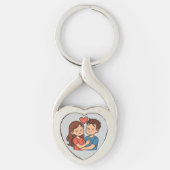  Cute Love Sticker | Cartoon Couple in Love Sleutelhanger (Voorkant)