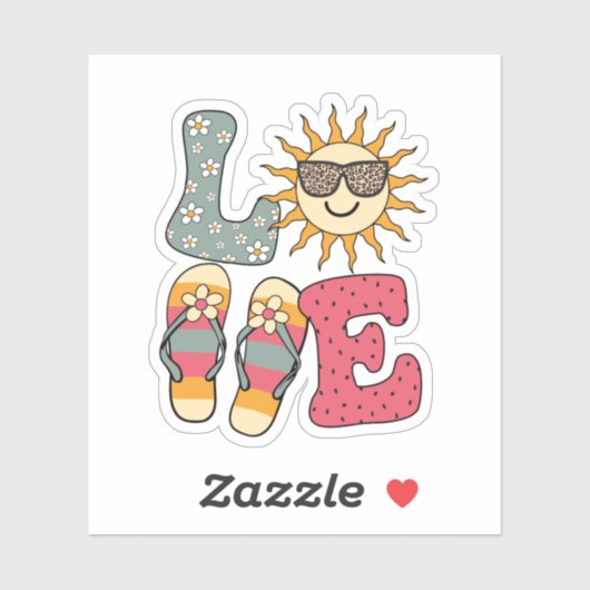 Cute Love Summer Sun Teenslippers Beach Sticker (Vel)
