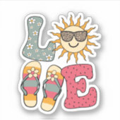 Cute Love Summer Sun Teenslippers Beach Sticker (Voorkant)