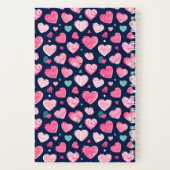 Cute Love Sweet Heart Pattern Navy Blue Pink Notitieboek (Achterkant)