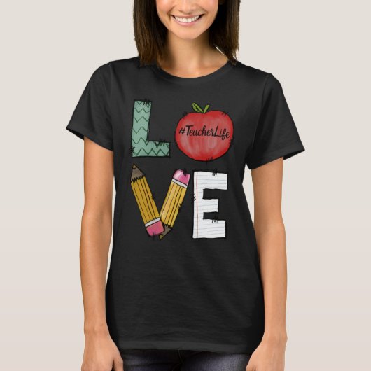 Cute Love Teaching Back to School I love Teachers  T-shirt (Voorkant)