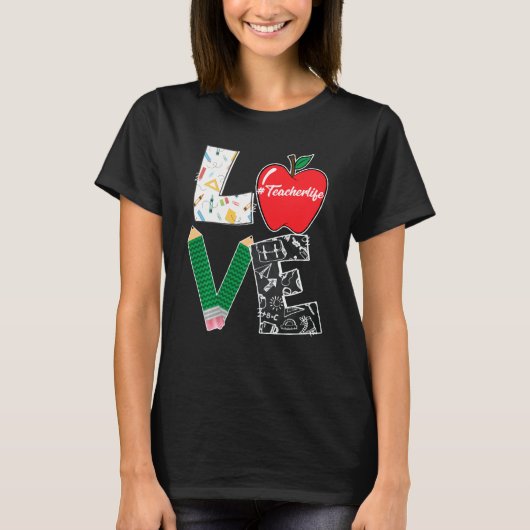 Cute Love Teaching Terug to School I Love Teacher  T-shirt (Voorkant)