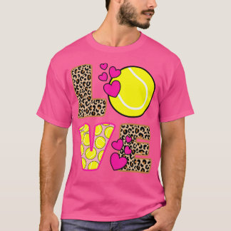 Cute Love Tennis Leopard Print Women Girls T-shirt