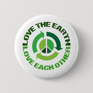 Cute Love the Earth Environmental Activist Ronde Button 5,7 Cm