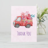 Cute Love Truck Carft Hearts & Flowers Bedankkaart (Staand voorkant)