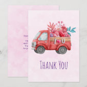Cute Love Truck Carft Hearts & Flowers Bedankkaart (Voorkant / Achterkant)