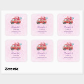 Cute Love Truck Carft Hearts & Flowers Business Vierkante Sticker (Vel)