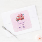 Cute Love Truck Carft Hearts & Flowers Business Vierkante Sticker (Envelop)