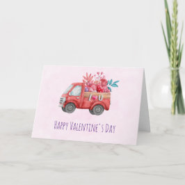 Cute Love Truck Carft Hearts & Flowers Kaart