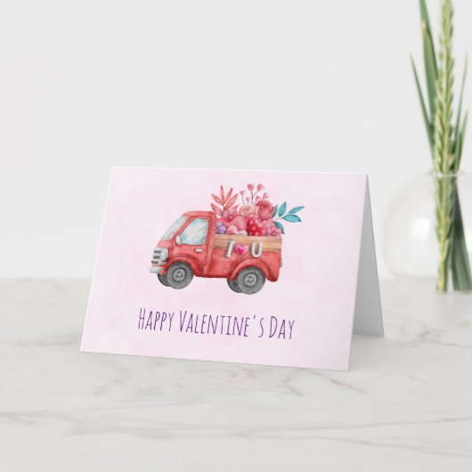 Cute Love Truck Carft Hearts & Flowers Kaart (Voorkant)