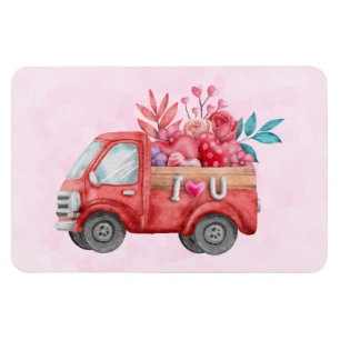Cute Love Truck Carft Hearts & Flowers Magneet
