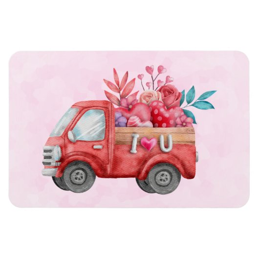 Cute Love Truck Carft Hearts & Flowers Magneet (Horizontaal)