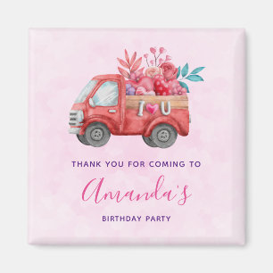 Cute Love Truck Carft Hearts & Flowers Party Magneet