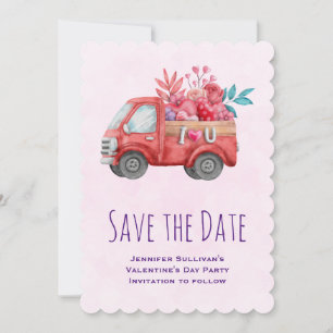 Cute Love Truck Carft Hearts & Flowers Save The Date