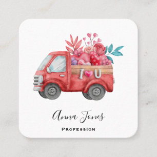 Cute Love Truck Carft Hearts & Flowers Vierkante Visitekaartje